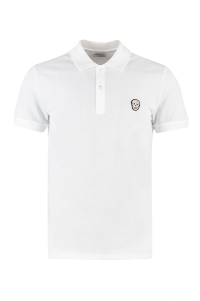 Shop Alexander Mcqueen Cotton-piqué Polo Shirt In White