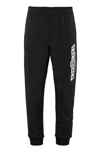 Shop Versace Stretch Cotton Track-pants In Black