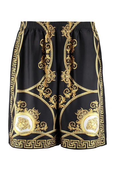 Shop Versace Silk Bermuda Shorts In Black