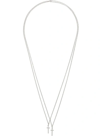 Shop Dsquared2 Logo Crosses Necklace In Silver