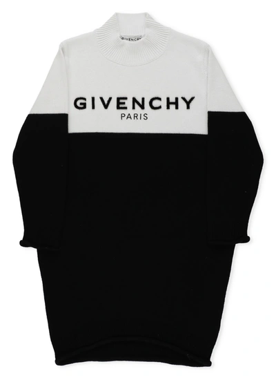 Shop Givenchy Loged Dress In Black White