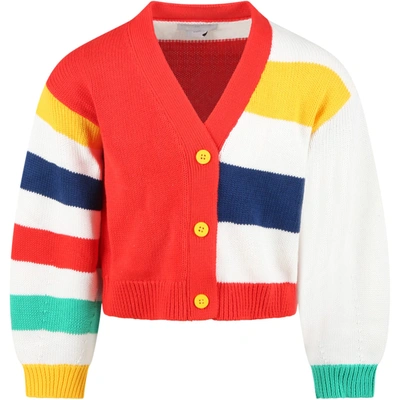 Shop Stella Mccartney Multicolor Cardigan For Girl With Yellow Buttons