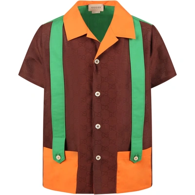 Shop Gucci Multicolor Shirt For Boy With Double Gg