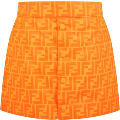 Shop Fendi Orange Skirt For Girl With Double Ff