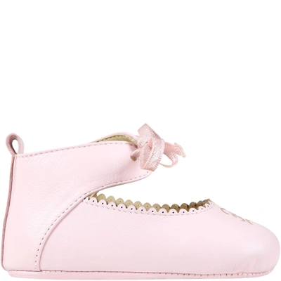 Shop Fendi Pink Ballet Flats For Baby Girl With Karligraphy Ff