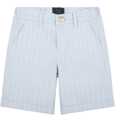 Shop Fay Light-blue Short For Baby Boy With Logo In Light Blue