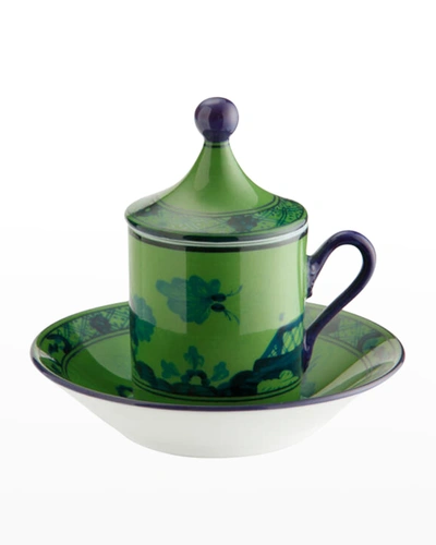 Shop Ginori Empire-style Coffee Cups & Saucers, Set Of 2 - Emerald