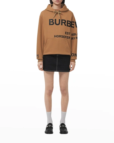 Shop Burberry Poulter Horseferry Print Hoodie In Camel