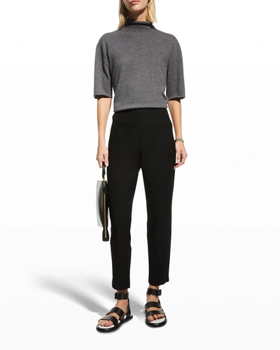 Shop Eileen Fisher Washable Stretch Crepe Slim Ankle Pants In Graphite