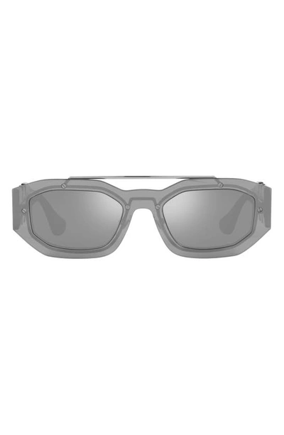 Shop Versace 51mm Irregular Mirrored Sunglasses In Light Grey Mirror Silver