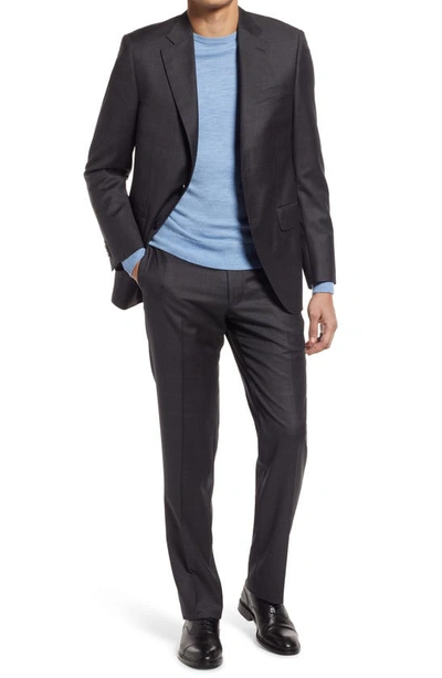 Shop Peter Millar Tailored Grey Plaid Wool Suit In Charcoal