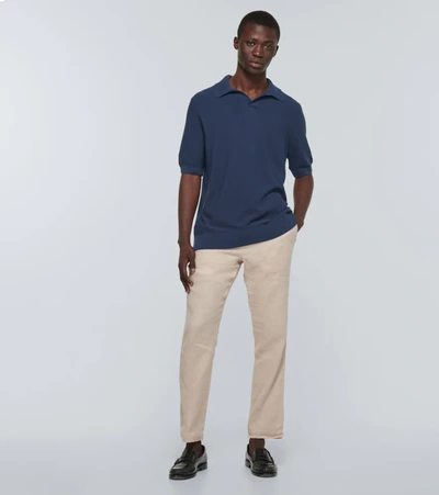 Shop Frescobol Carioca Cotton-blend Polo Shirt In Navy
