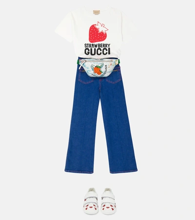 Shop Gucci Printed Belt Bag In Lt Bl.red/d.wh/em.fe