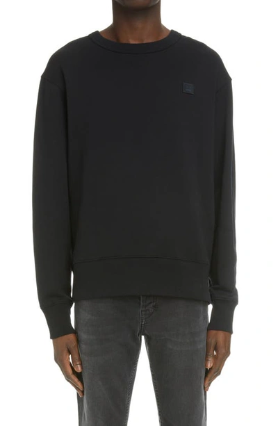 Shop Acne Studios Fairview Face Patch Organic Cotton Sweatshirt In Black
