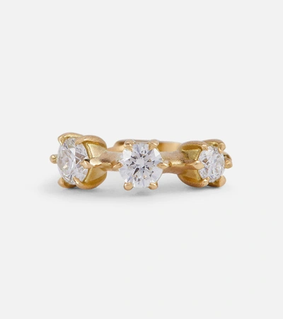 Shop Jade Trau Kismet Mini 18kt Gold Earrings With Diamonds In Yellow Gold
