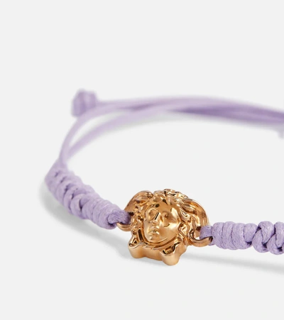 Shop Versace Medusa Braided Bracelet In Orchid- Gold