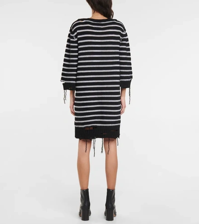 Shop Mm6 Maison Margiela Distressed Striped Sweater Dress In Black & White