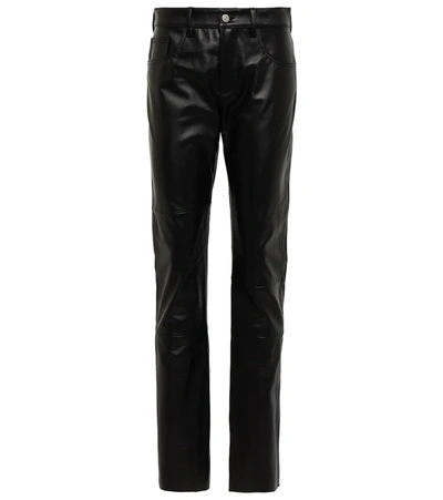 Shop Mm6 Maison Margiela Leather Straight Pants In Black