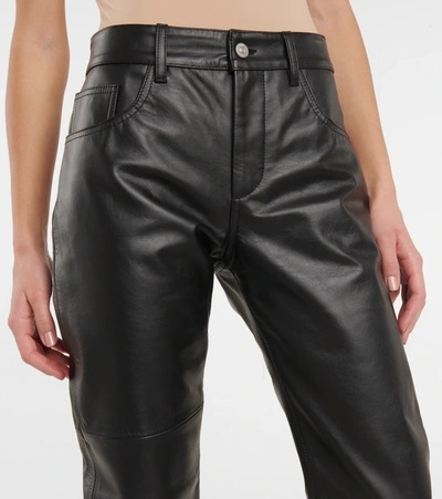 Shop Mm6 Maison Margiela Leather Straight Pants In Black