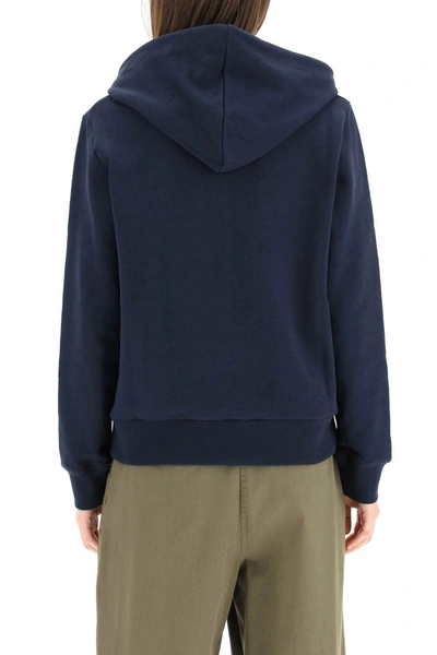 Shop Apc A.p.c. Logo Print Hoodie In Blue