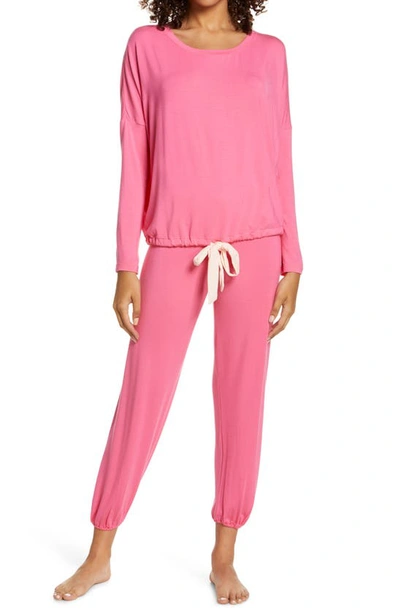 Shop Eberjey Gisele Slouchy Pajamas In Bright Pink/ Bellini