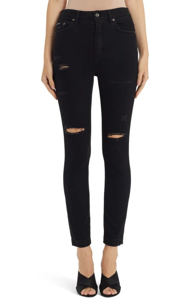 Shop Dolce & Gabbana Audry Distressed Ankle Skinny Jeans In Variante Abbinata