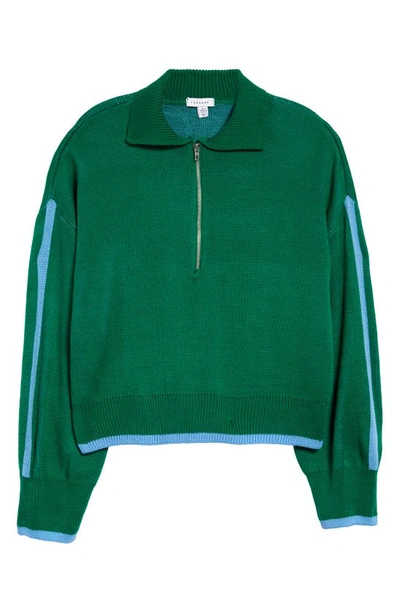 Shop Topshop Good Energy Half Zip Sweater In Mid Green