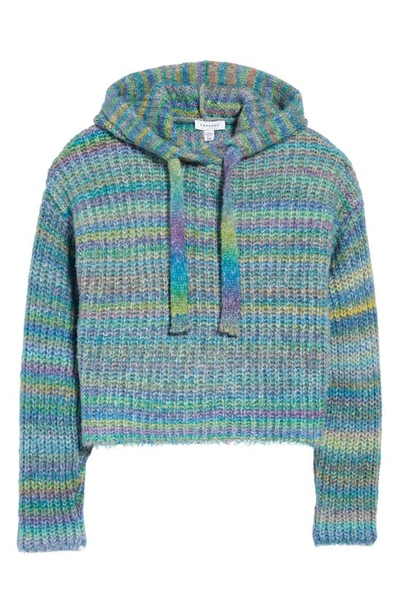 Shop Topshop Knit Space Dye Cotton Hoodie In Mid Blue