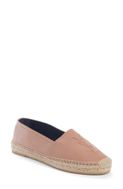 Shop Saint Laurent Ysl Logo Espadrille In Nude Rose