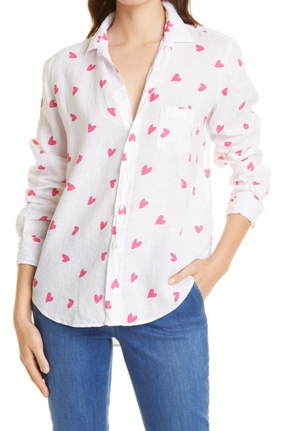 Shop Frank & Eileen Eileen Linen Button-up Shirt In Pink Messy Hearts