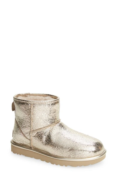 Shop Ugg Classic Mini Ii Genuine Shearling Lined Boot In Soft Gold Metallic Sparkle