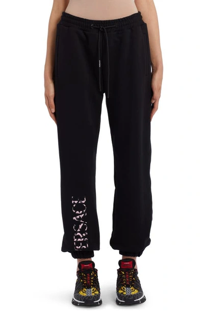 Shop Versace Logo Sweatpants In Black