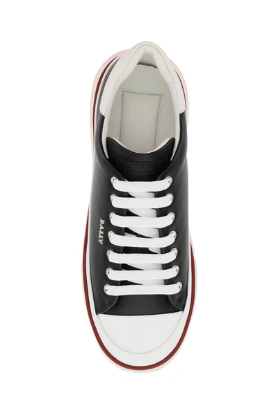 Shop Bally Maily Leather Sneakers In Black