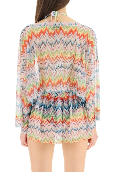 Missoni Zig-zag Printed Drawstring Beach Top In Mixed Colours