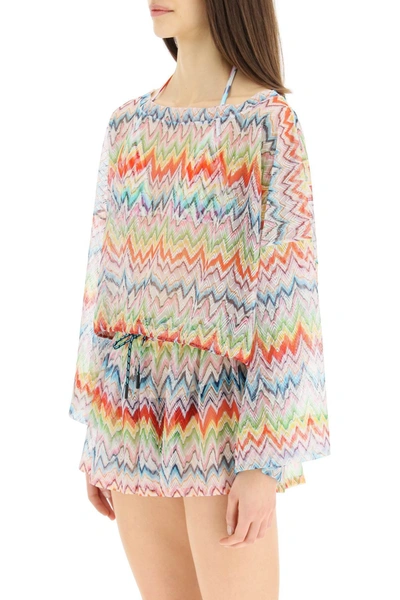 Missoni Zig-zag Printed Drawstring Beach Top In Mixed Colours
