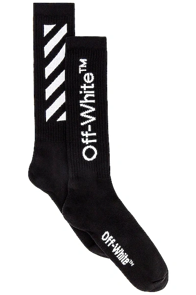 Shop Off-white Diagonal Mid Length Socks In Black