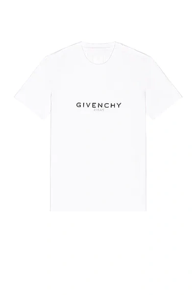 Givenchy White Crewneck T-shirt With Logo Print In Cotton Man In White