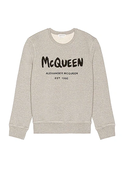 Shop Alexander Mcqueen Graffiti Print Sweatshirt In Pale Grey