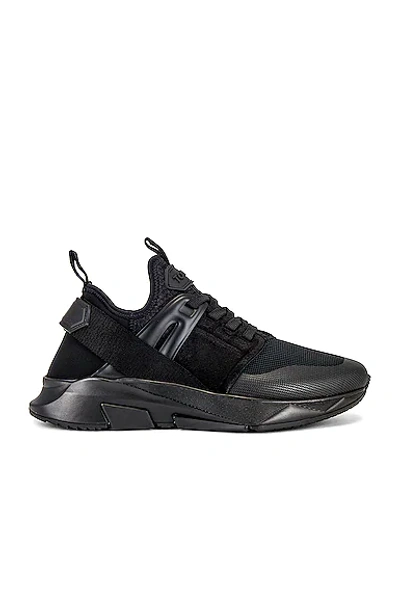 Shop Tom Ford Velvet & Neoprene Jago Sneakers In Full Black