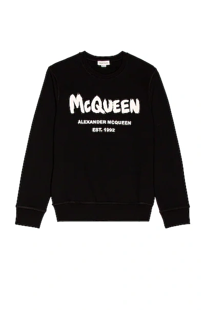 Shop Alexander Mcqueen Graffiti Print Sweatshirt In Black & Ivory