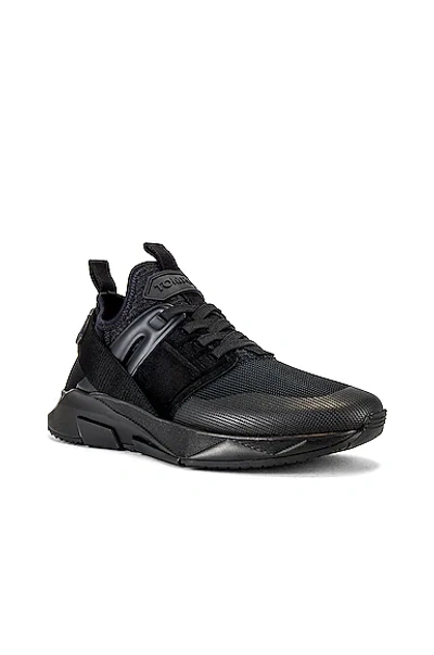 Shop Tom Ford Velvet & Neoprene Jago Sneakers In Full Black