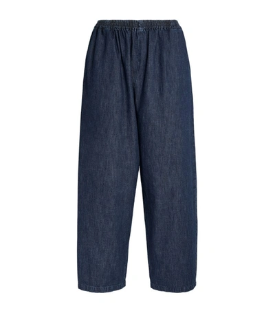 Shop Eskandar Cotton Japanese Trousers In Blue