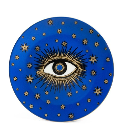 Shop Halcyon Days Evil Eye Coupe Plate (28cm) In Blue