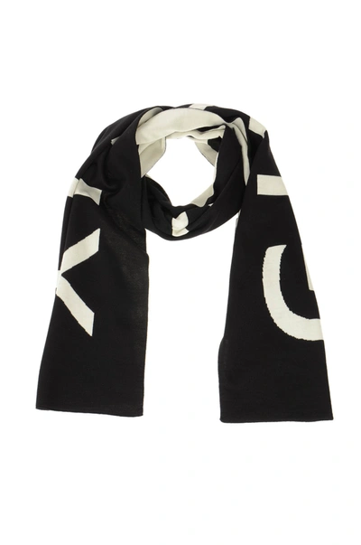 Shop Givenchy Logo Intarsia Knit Scarf In Black