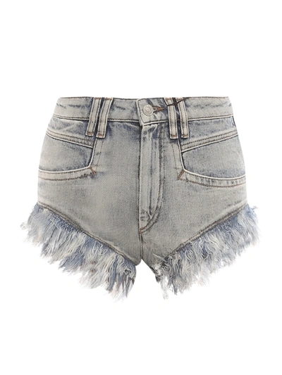 Shop Isabel Marant Étoile Frayed Denim Shorts In Grey