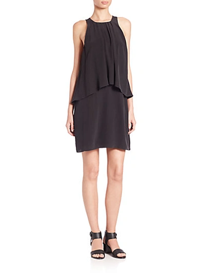 Joie Everla Silk Overlay Dress In Caviar