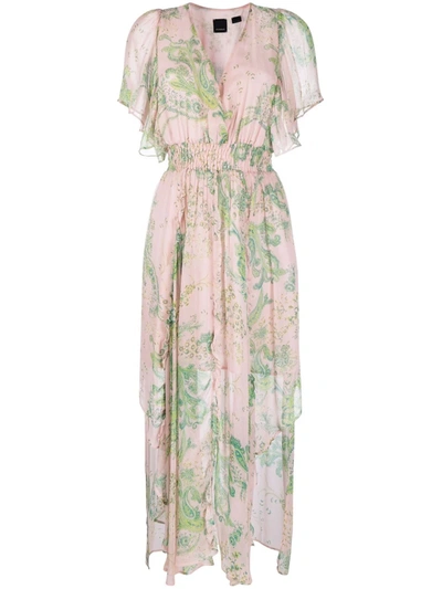 Pinko Dossena Floral Print Viscose Maxi Dress In Pink | ModeSens