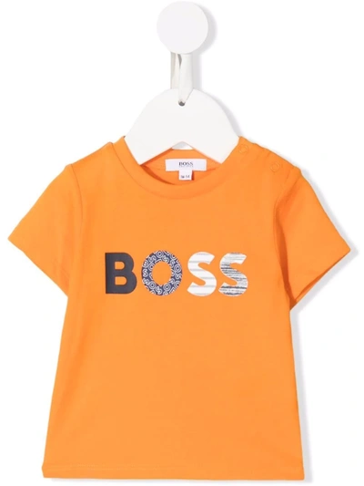 Shop Bosswear Logo-print Cotton T-shirt In Orange