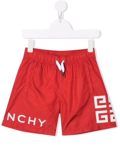 Shop Givenchy Logo-print Swim Shorts In Red