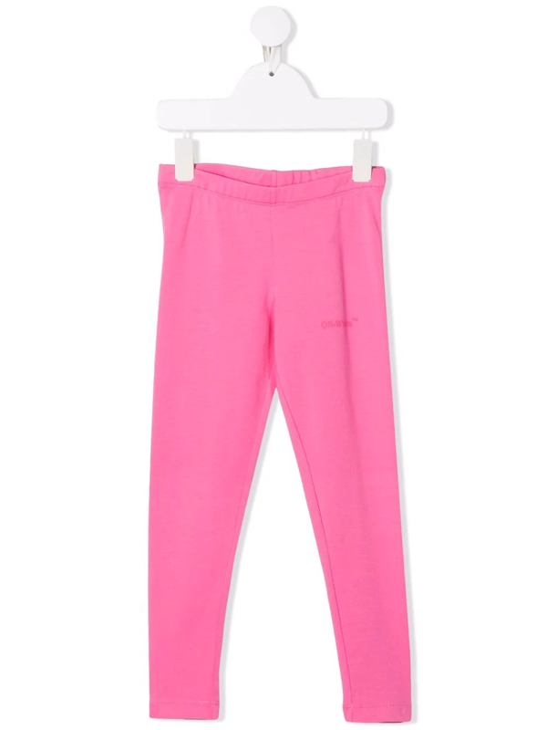 Off-White Kids Diag-stripe cotton leggings - Pink
